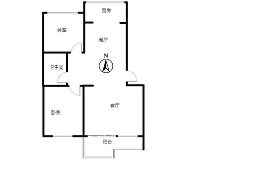 仙颐园小区2室2厅1卫户型图