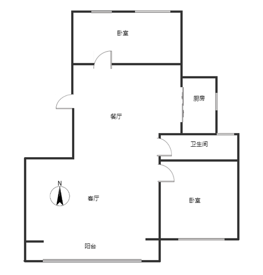 天地新城2室2厅1卫户型图
