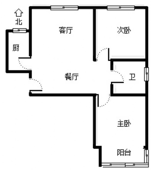联合七号院2室2厅1卫户型图