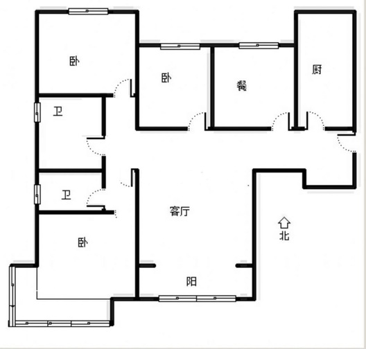 高铁新干线3室2厅2卫户型图