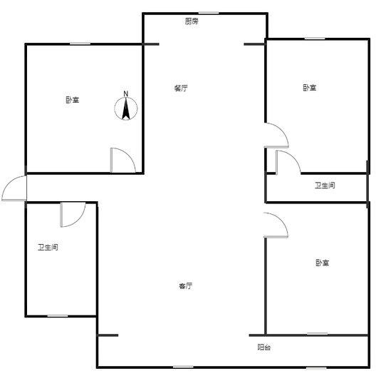 温馨小区3室2厅2卫户型图