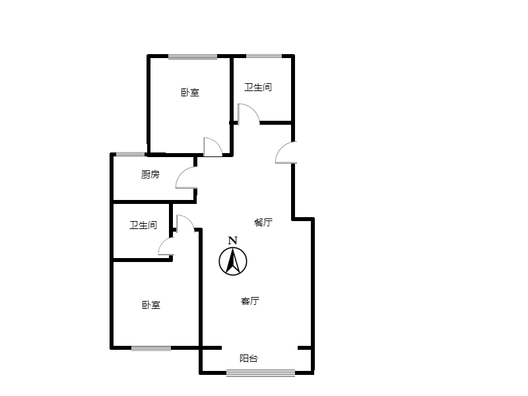 鸿盛凯旋门2室2厅2卫户型图