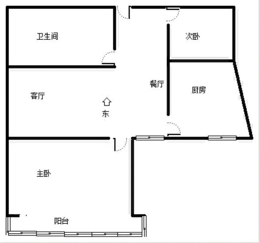 汇元上城2室2厅1卫户型图