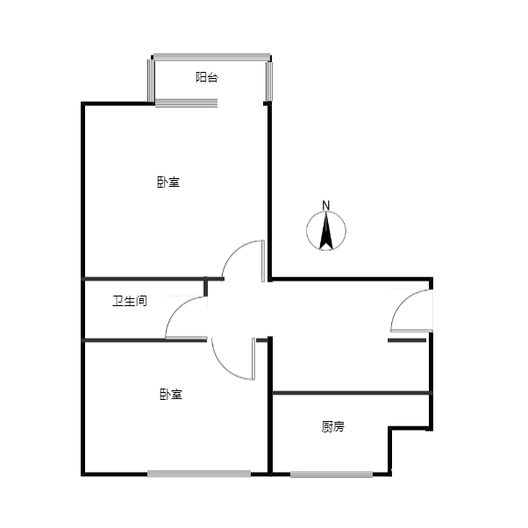 铁道部建厂局家属楼2室1厅1卫户型图