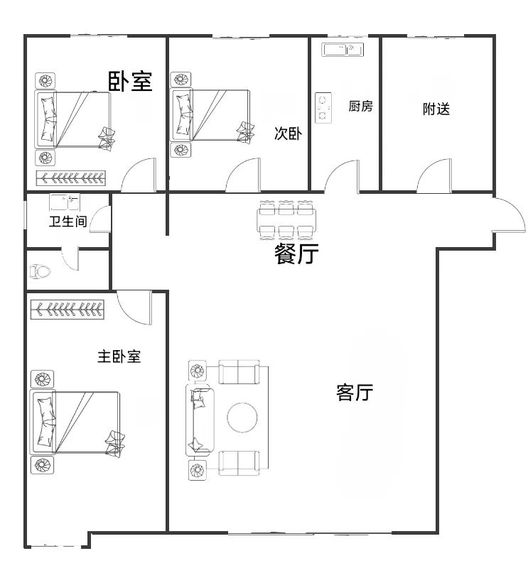 三利中和城一期4室2厅1卫户型图