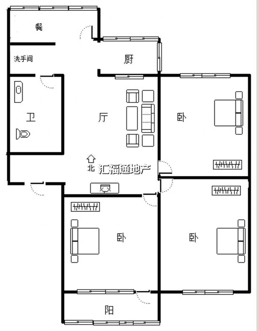 永济秀园3室2厅1卫户型图