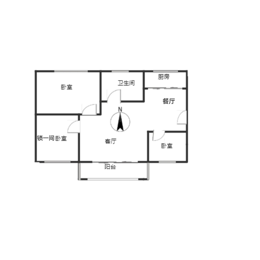 六十七处家属楼2室2厅1卫户型图