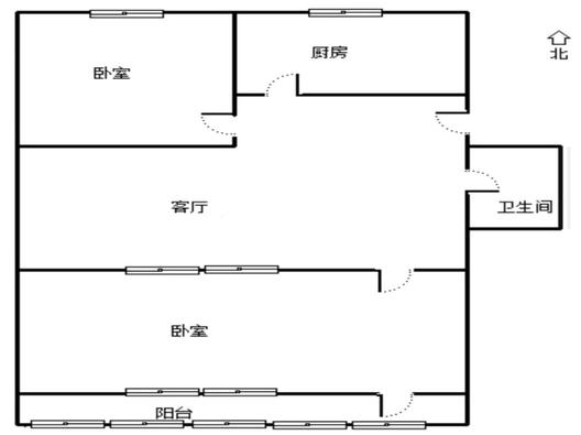 铁道部建厂局小区（范阳路）2室1厅1卫户型图