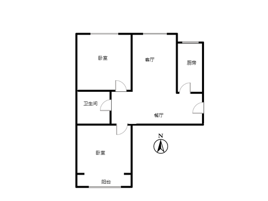 水岸花城2室2厅1卫户型图