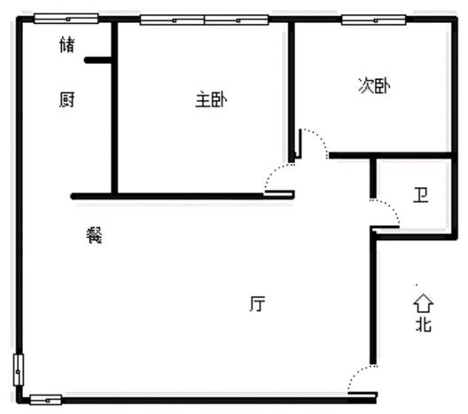 富力花园2室2厅1卫户型图