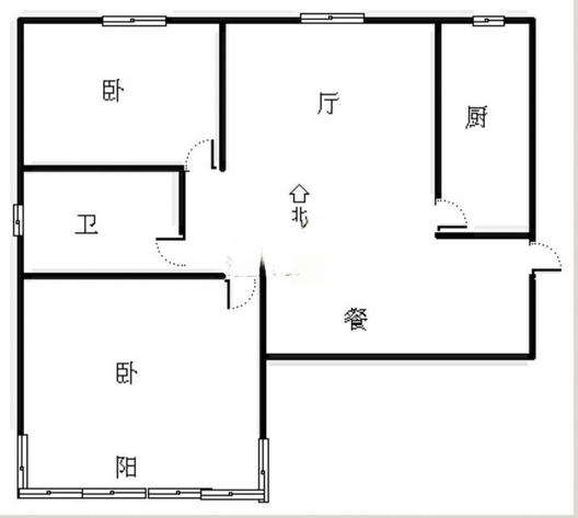 天筑逸城2室2厅1卫户型图