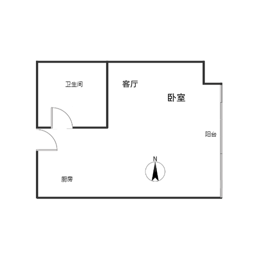 万科城际之光1室1厅1卫户型图