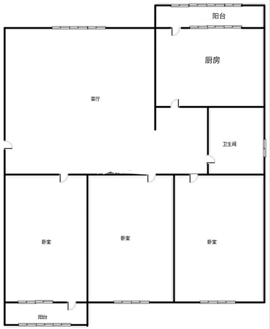 范阳水电小区3室1厅1卫户型图