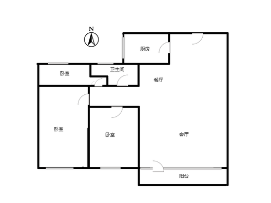 桃源新都孔雀城3室2厅1卫户型图