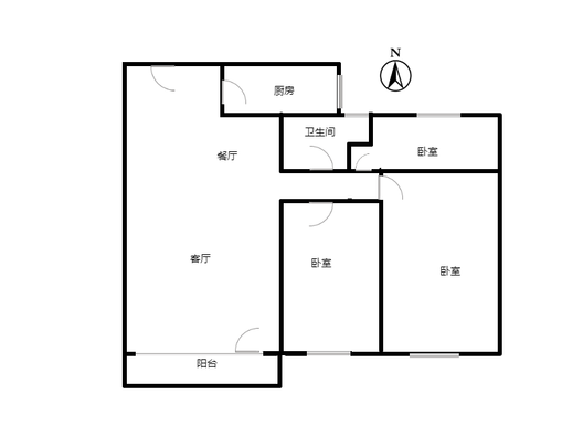 桃源新都孔雀城3室2厅1卫户型图