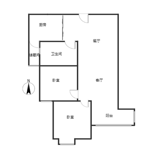 天伦湾一期2室2厅1卫户型图