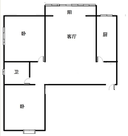 翡翠城（涿郡东区）2室2厅1卫户型图