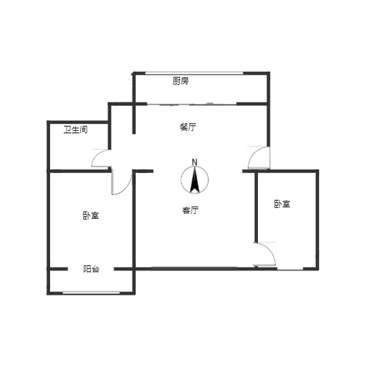 新府阳光一号院2室2厅1卫户型图