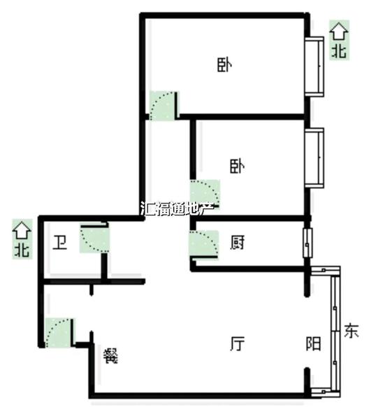 新府百合2室2厅1卫户型图