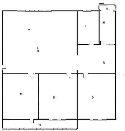 欣欣庄园3室2厅1卫户型图