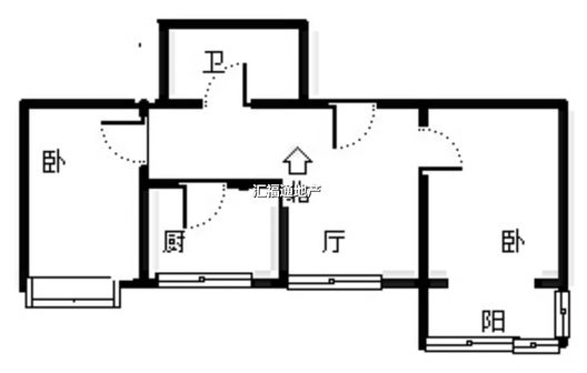 汇元新天地2室2厅1卫户型图