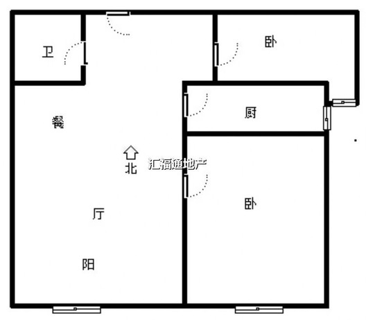 高铁新干线2室2厅1卫户型图