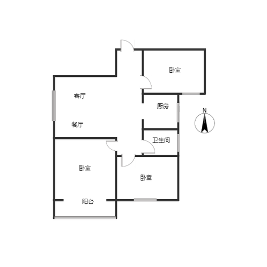 金茂府（鹏渤公园里）3室2厅1卫户型图