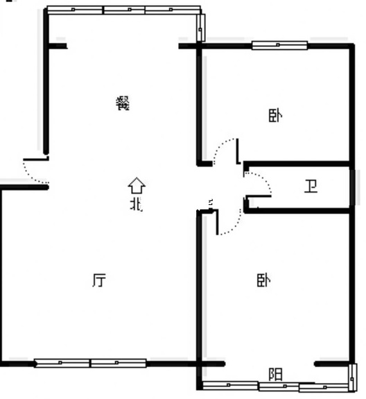联合六号院2室2厅1卫户型图