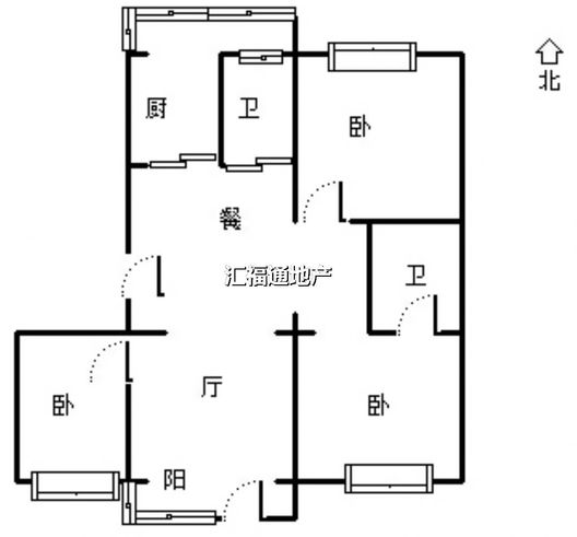 鹏润四季花园3室2厅2卫户型图