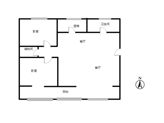 市政家属院2室2厅1卫户型图