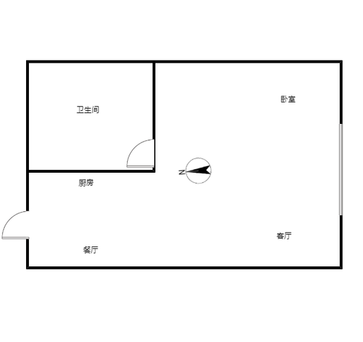 国富公寓(18号楼）1室1厅1卫户型图