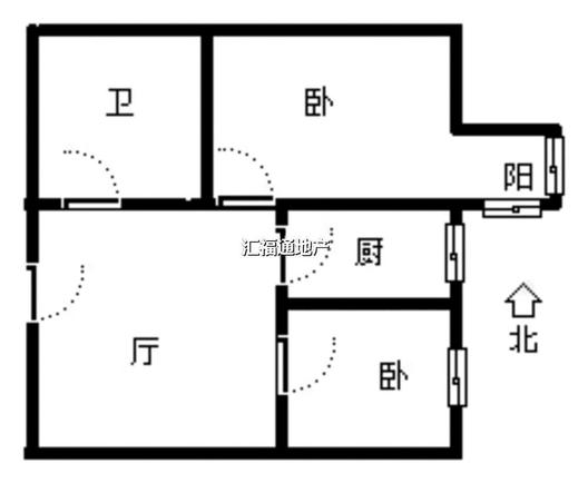 汇元新天地2室1厅1卫户型图