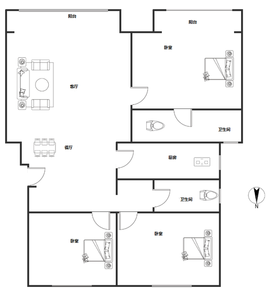 学府澜湾二期3室2厅2卫户型图
