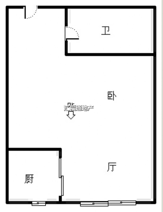 范阳公寓1室1厅1卫户型图