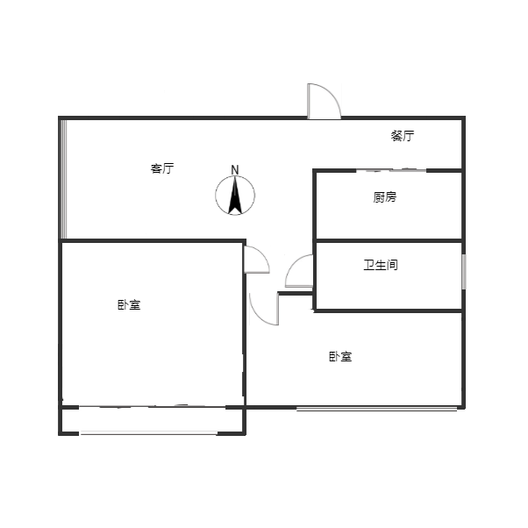 天保绿城2室2厅1卫户型图