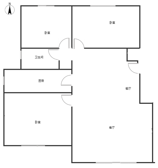 华远和府一期3室2厅1卫户型图