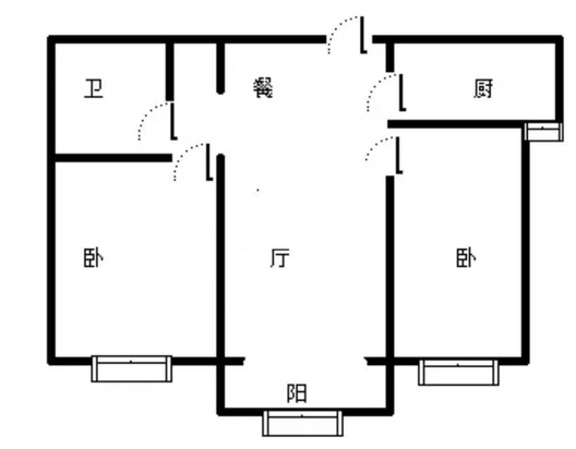 翡翠城（涿郡东区）2室2厅1卫户型图