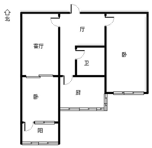 铁道部建厂局小区（范阳路）2室1厅1卫户型图