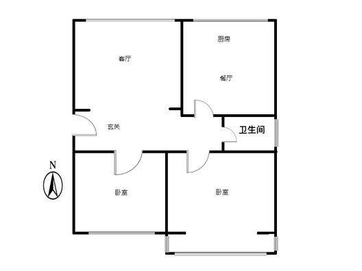 新府阳光一号院2室2厅1卫户型图