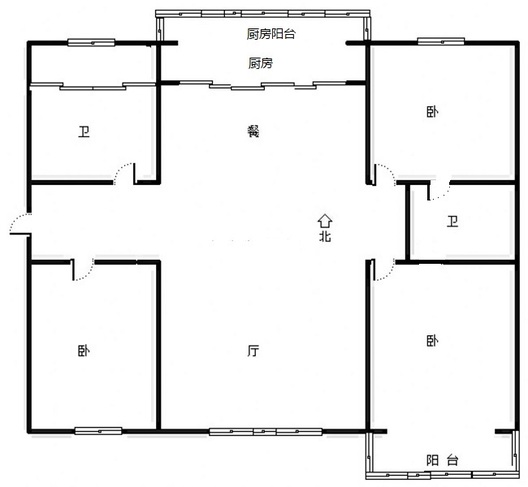 联合六号院3室2厅2卫户型图
