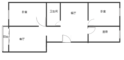 鹏润四季花园2室2厅1卫户型图