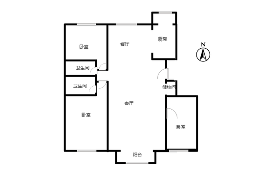 幸福嘉园3室2厅2卫户型图