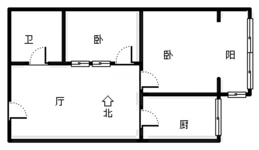 汇元上城2室1厅1卫户型图