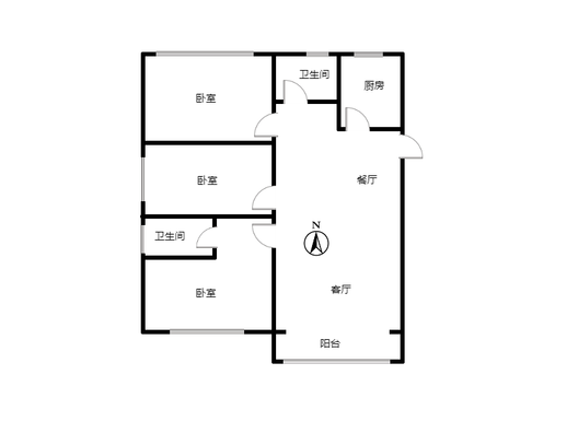 新加坡花园3室2厅1卫户型图