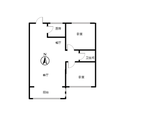 新加坡花园2室2厅1卫户型图