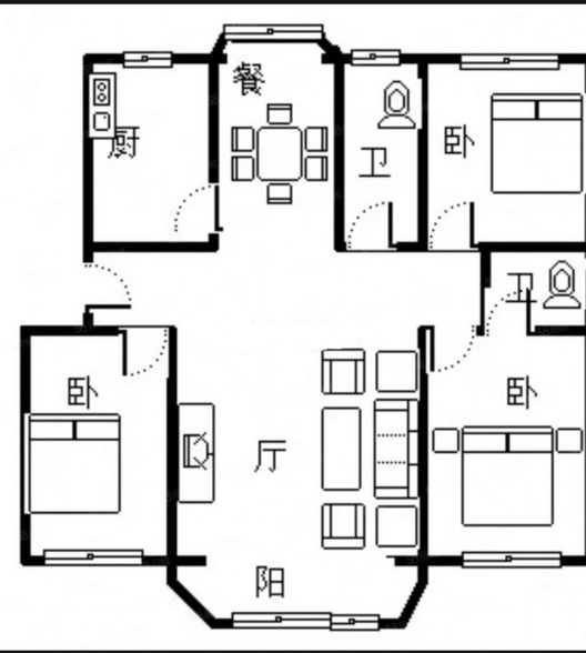 军欣家园3室2厅2卫户型图