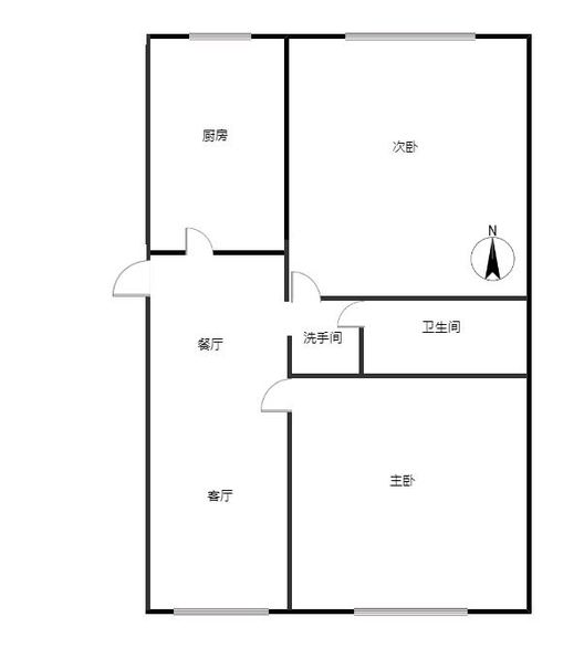 中铁建樾府国际2室2厅1卫户型图