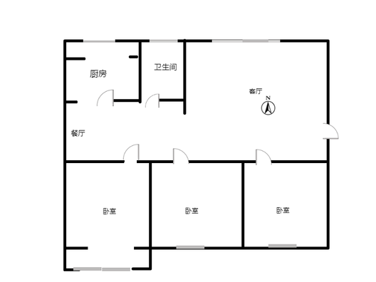 装饰公司家属院(四建家属院)3室2厅1卫户型图