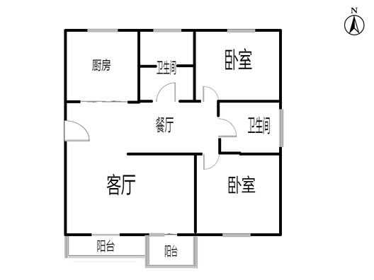 仙颐园小区2室2厅2卫户型图