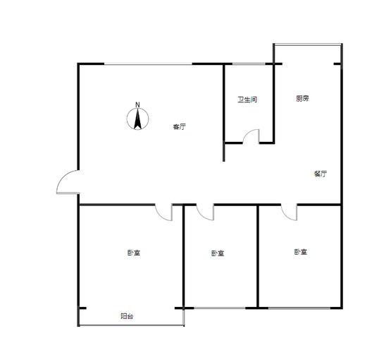 保定第二中心医院住宅小区3室2厅1卫户型图